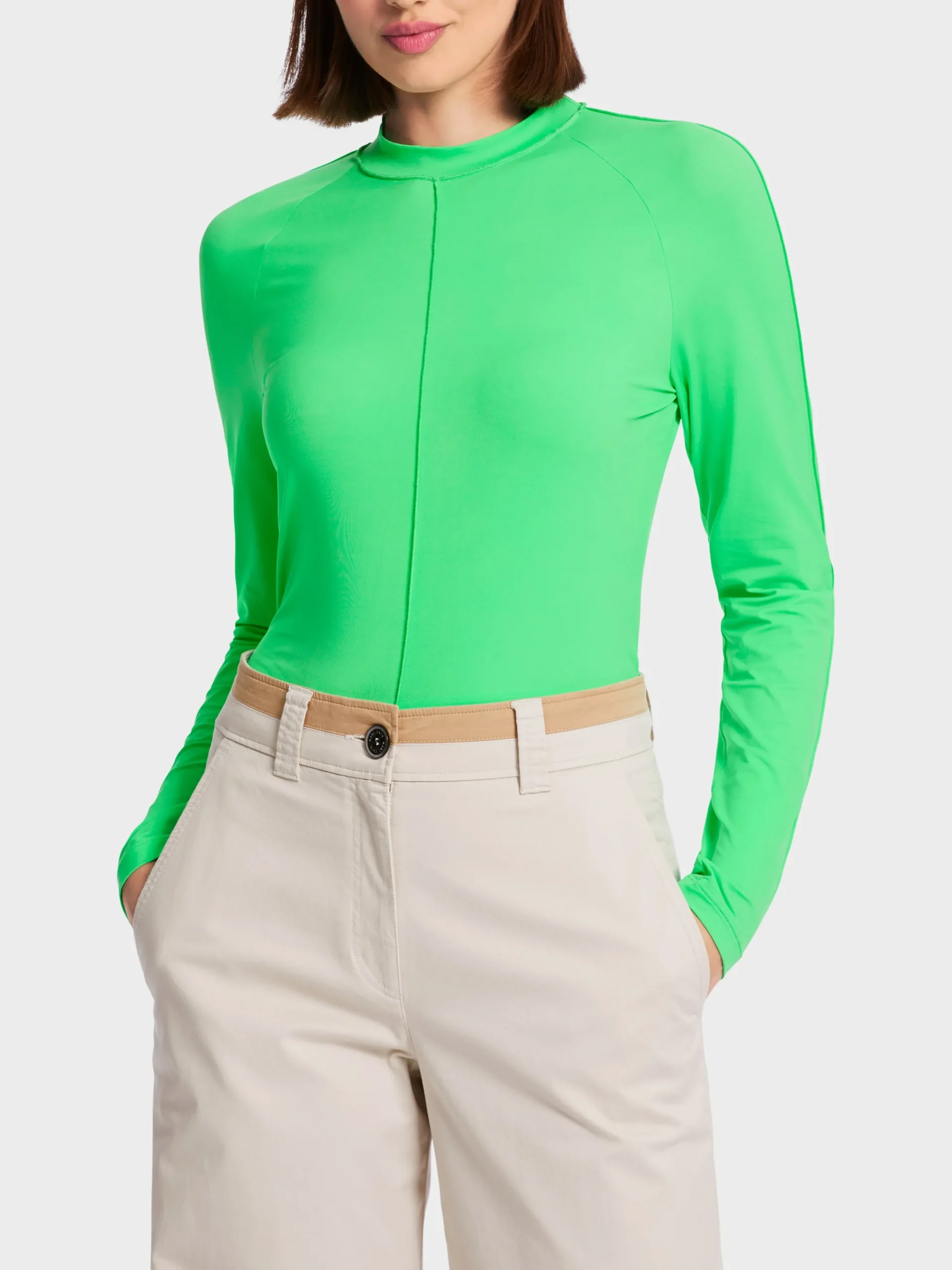 Marc Cain Shirts & Tops-LONGSLEEVE MIT STEHKRAGEN new neon green
