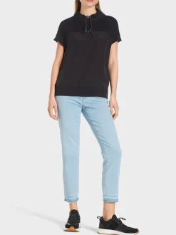 Marc Cain Blusen & Tuniken|Shirts & Tops-LÄSSIGE BLUSE IN MATERIALMIX black