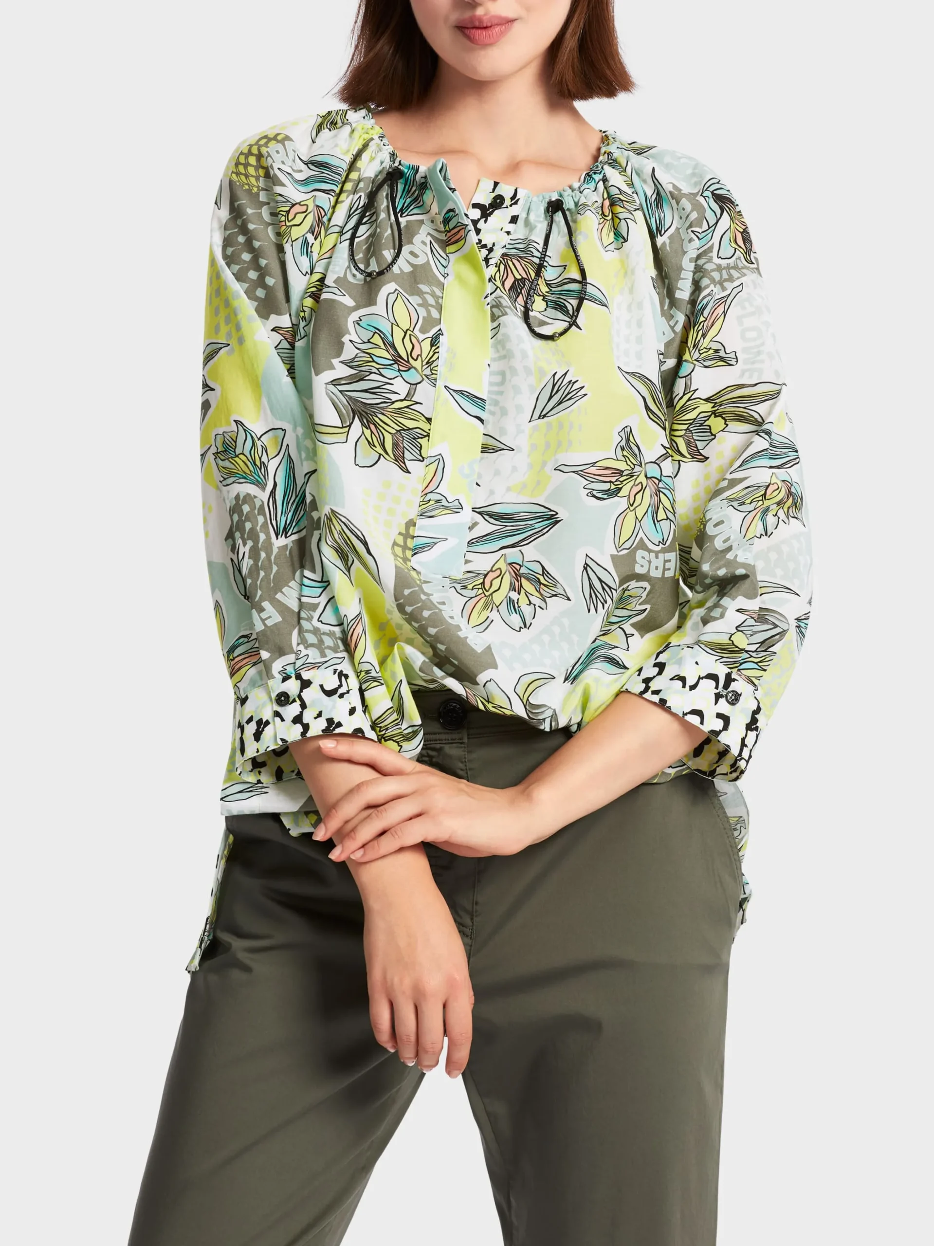 Marc Cain Blusen & Tuniken-LÄSSIGE RAGLANBLUSE MIT FANTASY-PRINT soft sage