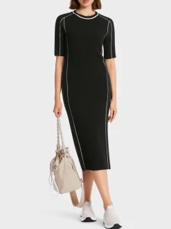 Marc Cain Kleider|Strick-MAXIKLEID GESTRICKT – „RETHINK TOGETHER” black