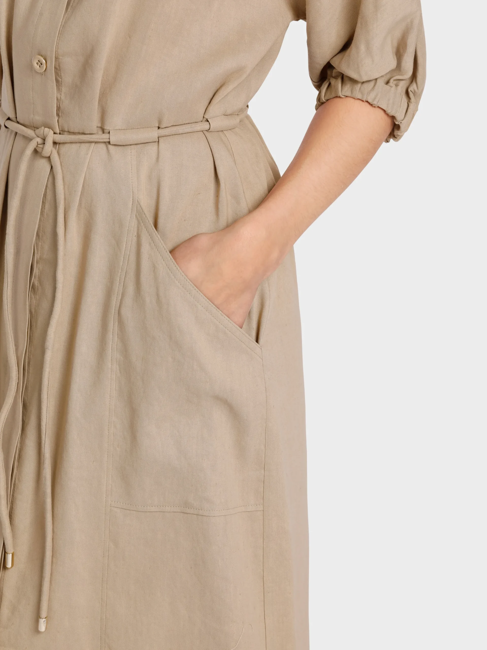 Marc Cain Kleider-MIDIKLEID MIT KIMONO-ÄRMELN deep sand