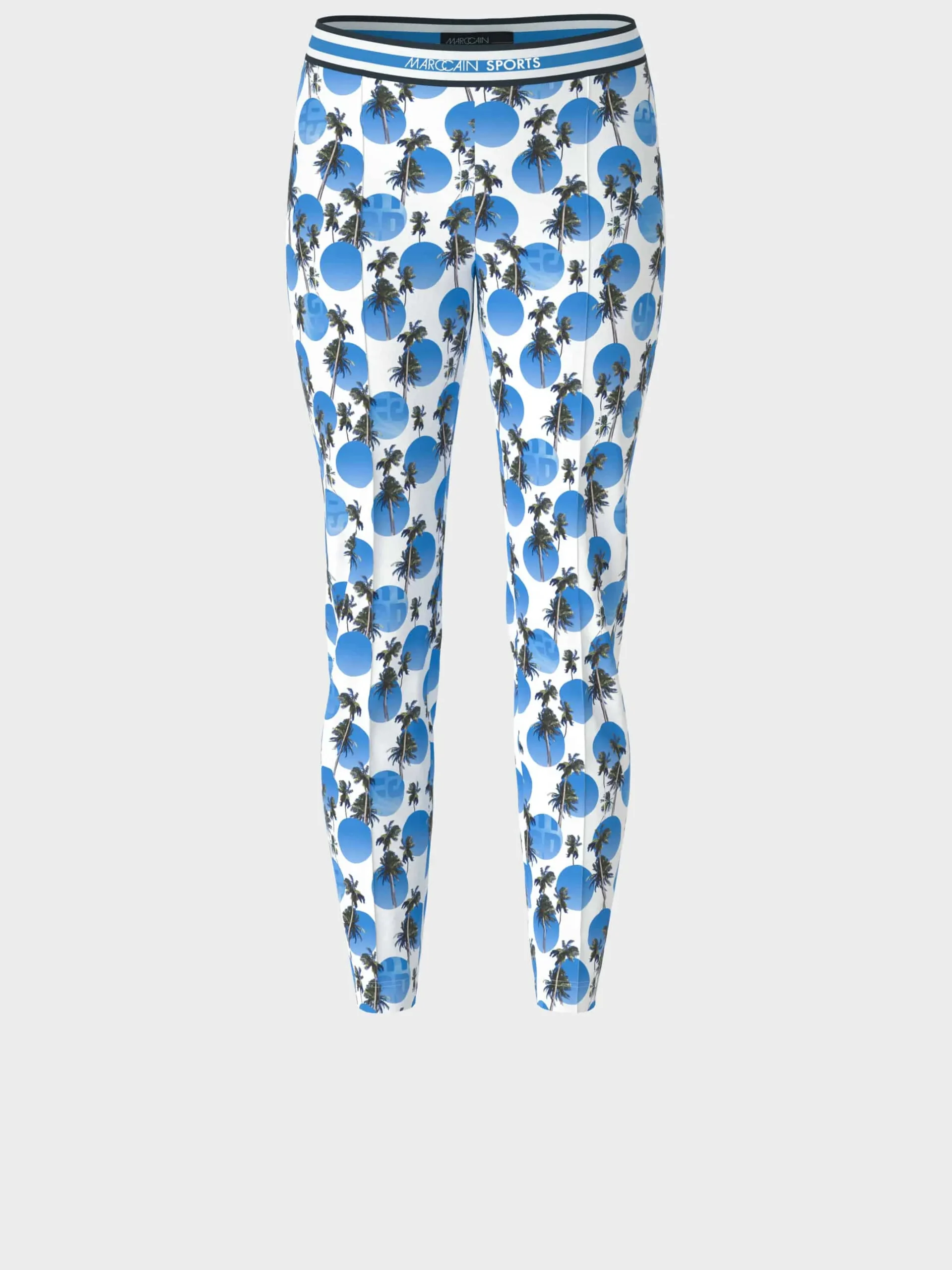 Marc Cain Hosen|Hosenanzüge-MODELL SOFIA - PALMENPRINT AUF SCUBA bright azure