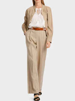 Marc Cain Hosen|Hosenanzüge-MODELL WASCO – HOSE IN NADELSTREIF deep sand