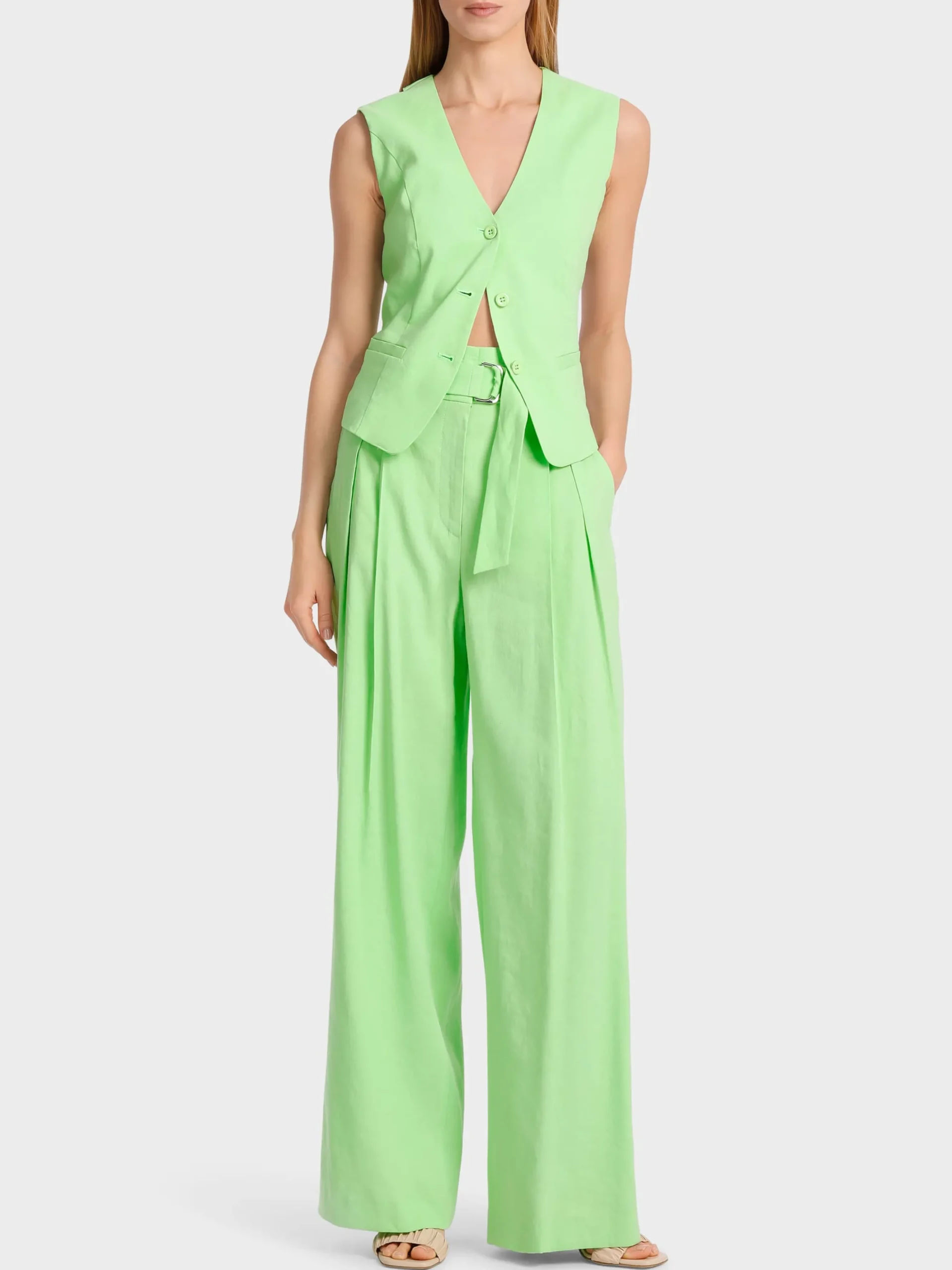 Marc Cain Hosen|Hosenanzüge-MODELL WICHITA – HOSE IM PAPERBAG-STYLE light apple green