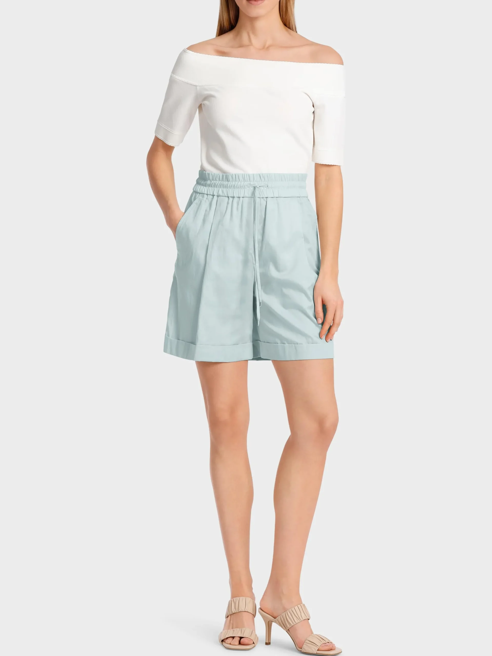 Marc Cain Hosen-MODELL WITTEN – SHORTS MIT STULPEN smoky ice new