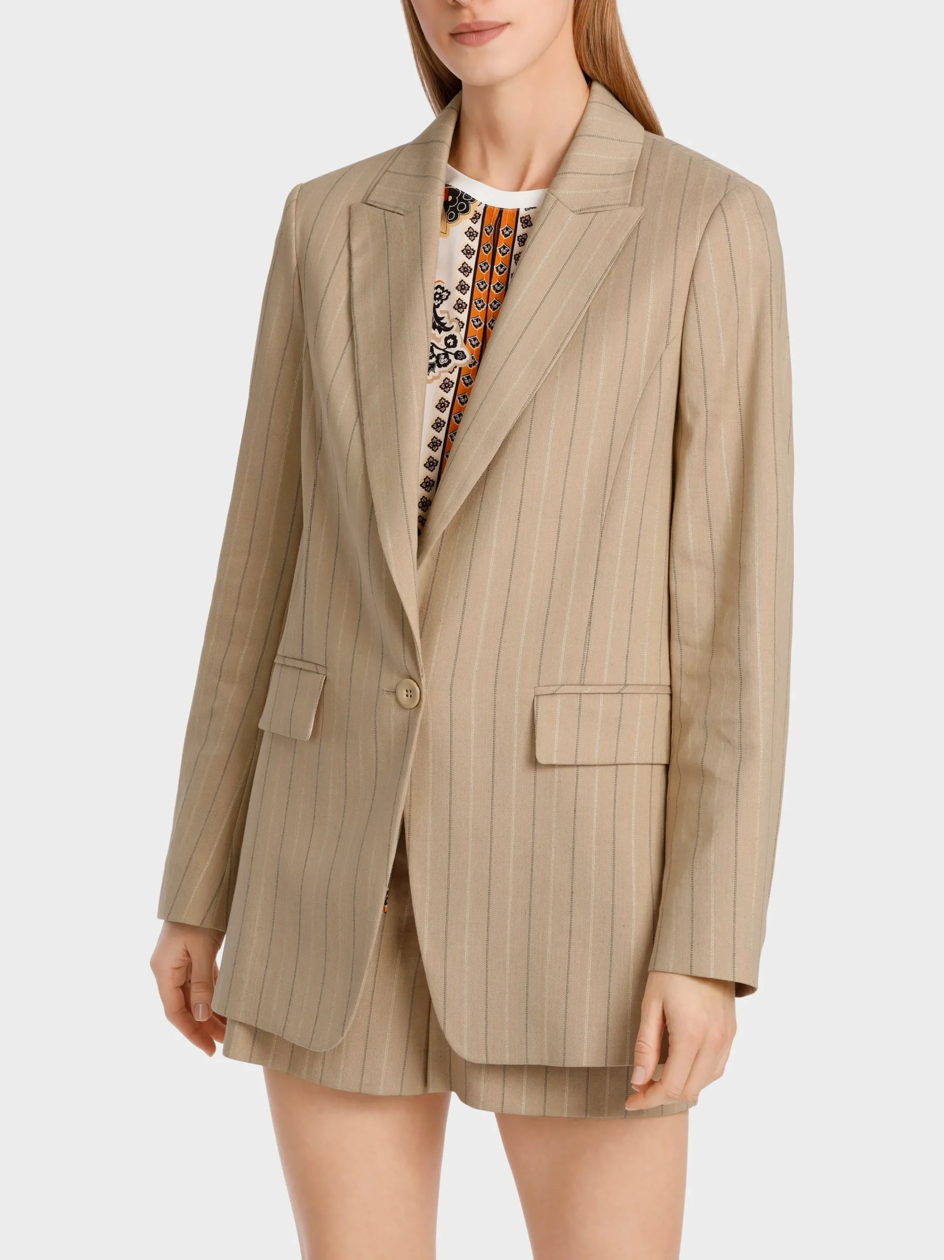 Marc Cain Blazer|Hosenanzüge-NADELSTREIF-BLAZER MIT GLITZEREFFEKT deep sand