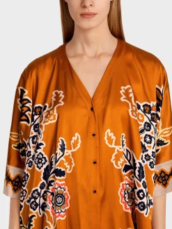 Marc Cain Blusen & Tuniken-OVERSIZED BLUSE MIT FLORALEM PRINT bright ochre