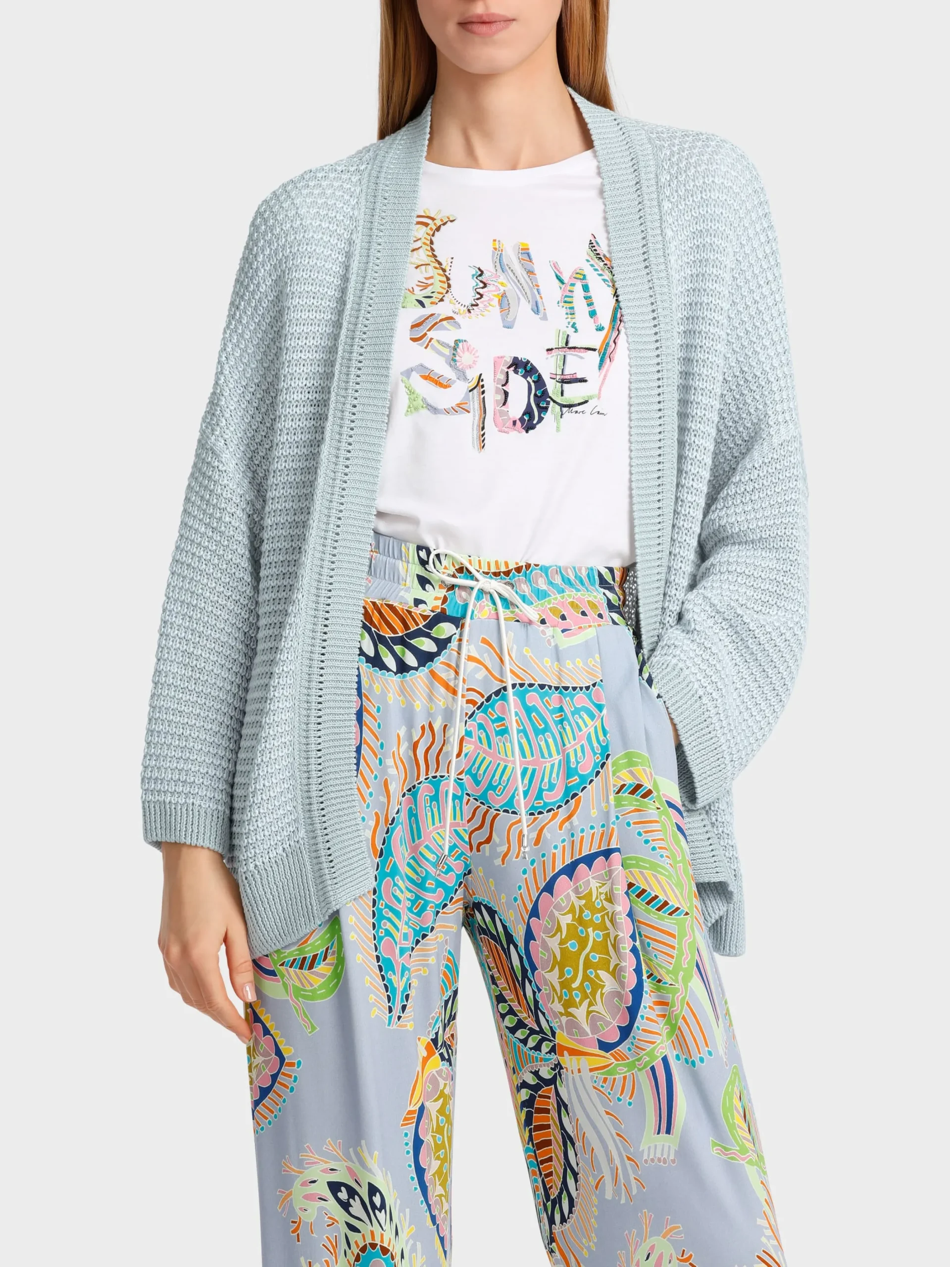 Marc Cain Jacken|Strick-OVERSIZED CARDIGAN KNITTED IN GERMANY smoky ice new