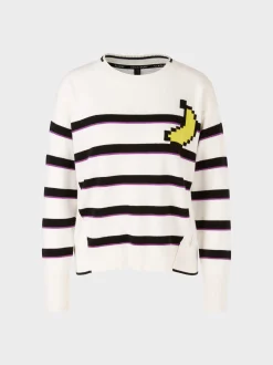 Marc Cain Pullover & Sweatshirts|Strick-OVERSIZED SWEATER MIT STREIFEN white and black