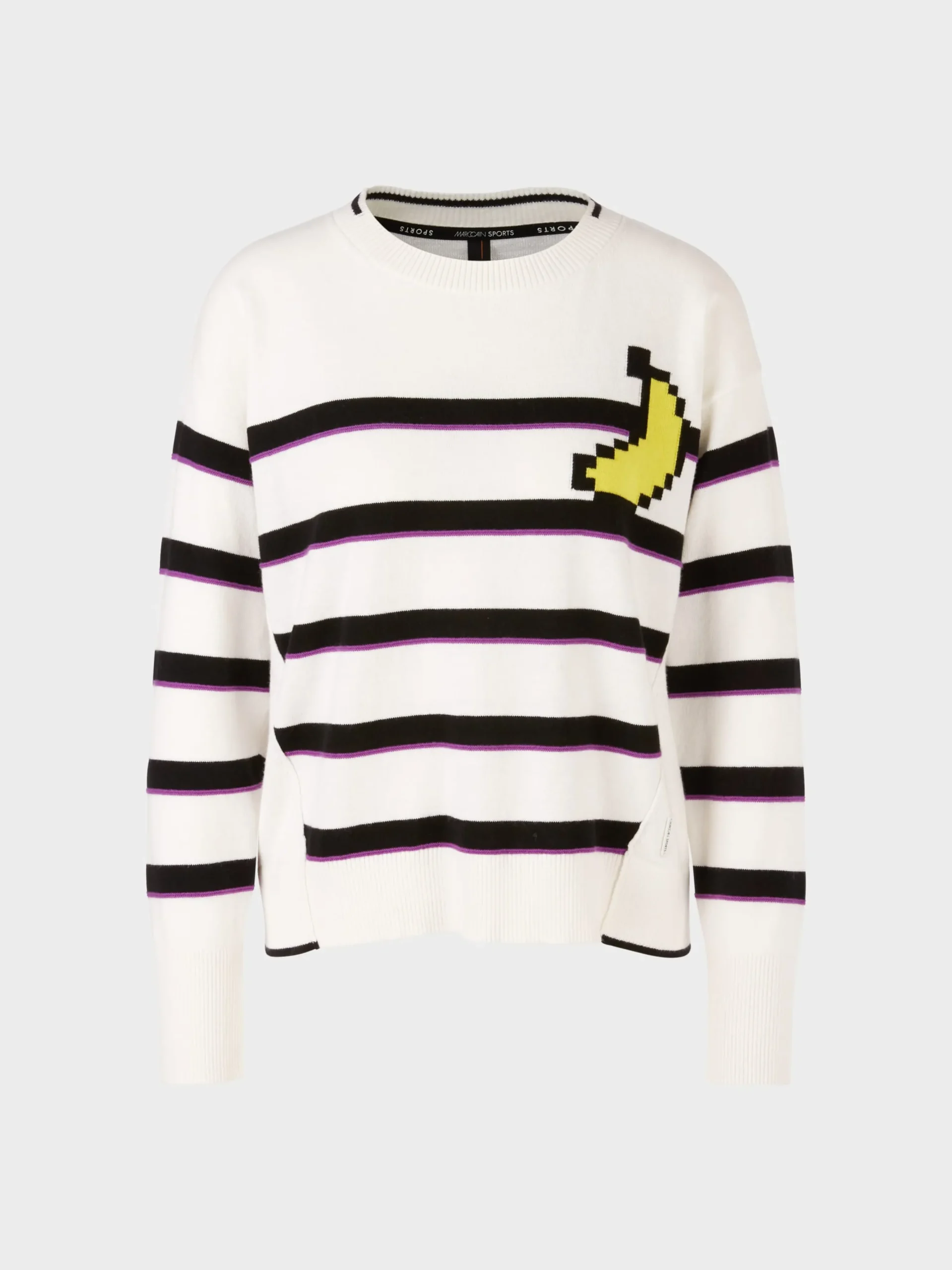 Marc Cain Pullover & Sweatshirts|Strick-OVERSIZED SWEATER MIT STREIFEN white and black