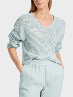 Marc Cain Pullover & Sweatshirts|Strick-OVERSIZED SWEATER MIT V-AUSSCHNITT smoky ice new