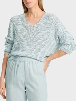 Marc Cain Pullover & Sweatshirts|Strick-OVERSIZED SWEATER MIT V-AUSSCHNITT smoky ice new