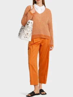Marc Cain Pullover & Sweatshirts|Strick-OVERSIZED SWEATER MIT V-AUSSCHNITT bright ochre