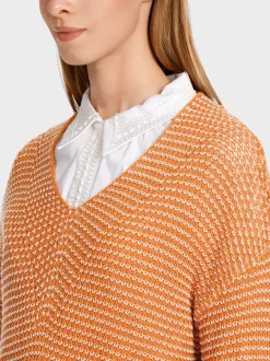 Marc Cain Pullover & Sweatshirts|Strick-OVERSIZED SWEATER MIT V-AUSSCHNITT bright ochre