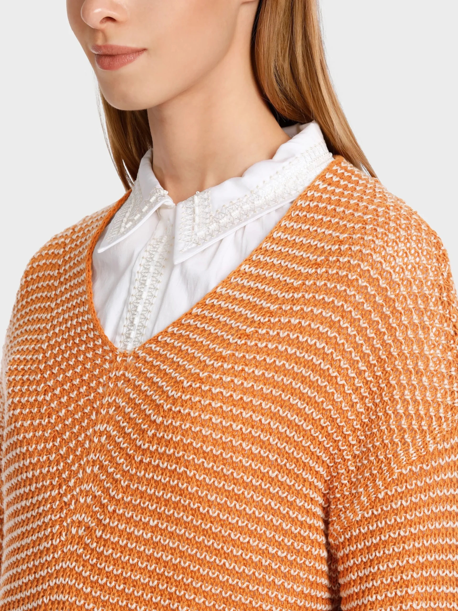 Marc Cain Pullover & Sweatshirts|Strick-OVERSIZED SWEATER MIT V-AUSSCHNITT bright ochre