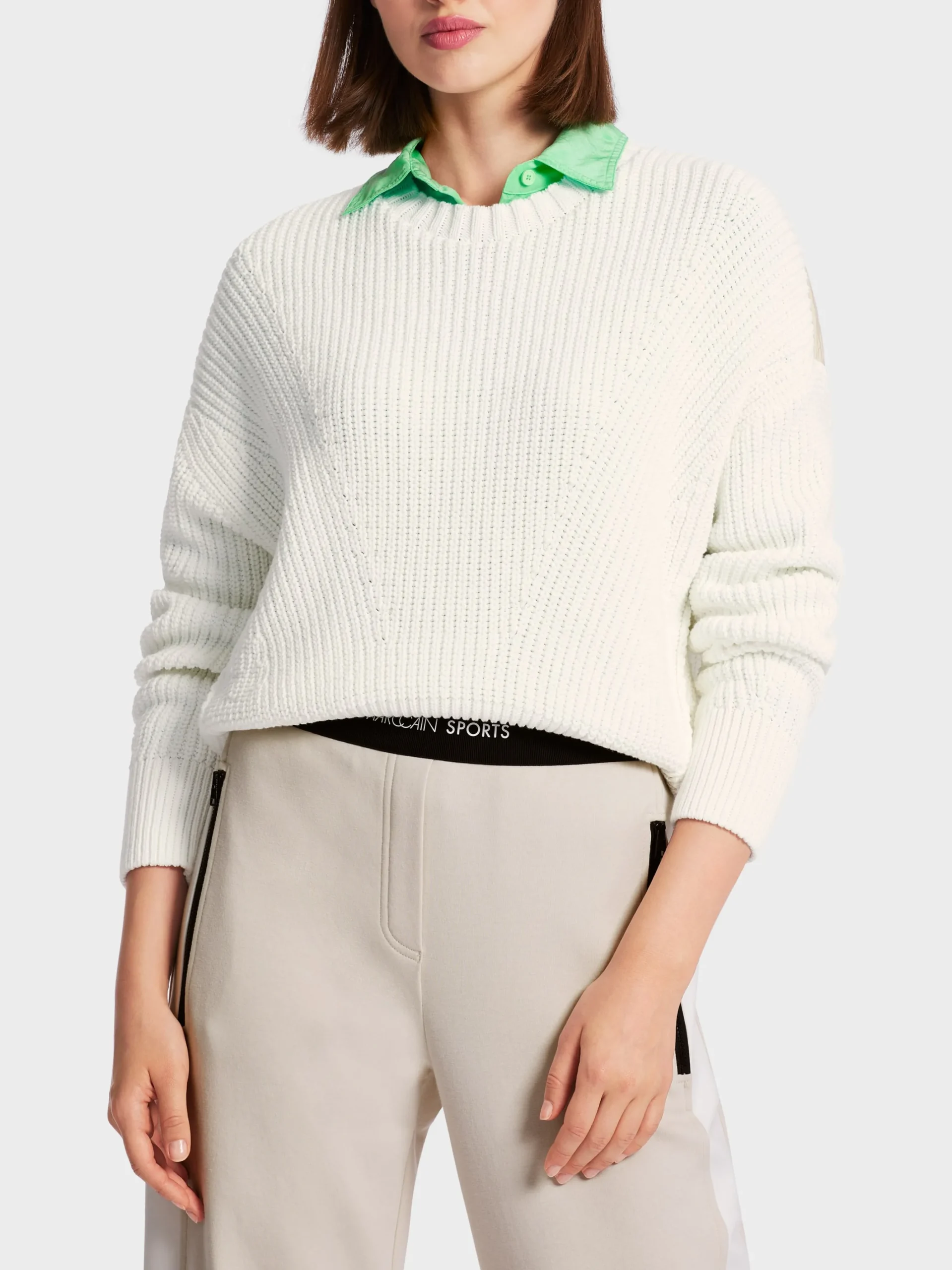 Marc Cain Pullover & Sweatshirts|Strick-OVERSIZED SWEATER "RETHINK TOGETHER" off-white