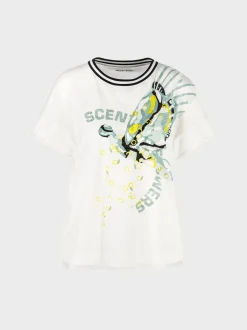 Marc Cain Shirts & Tops-OVERSIZED T-SHIRT MIT PAILLETTENDETAILS off-white