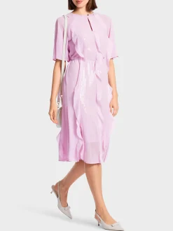 Marc Cain Kleider-PAILLETTENKLEID MIT RÜSCHEN pink lavender
