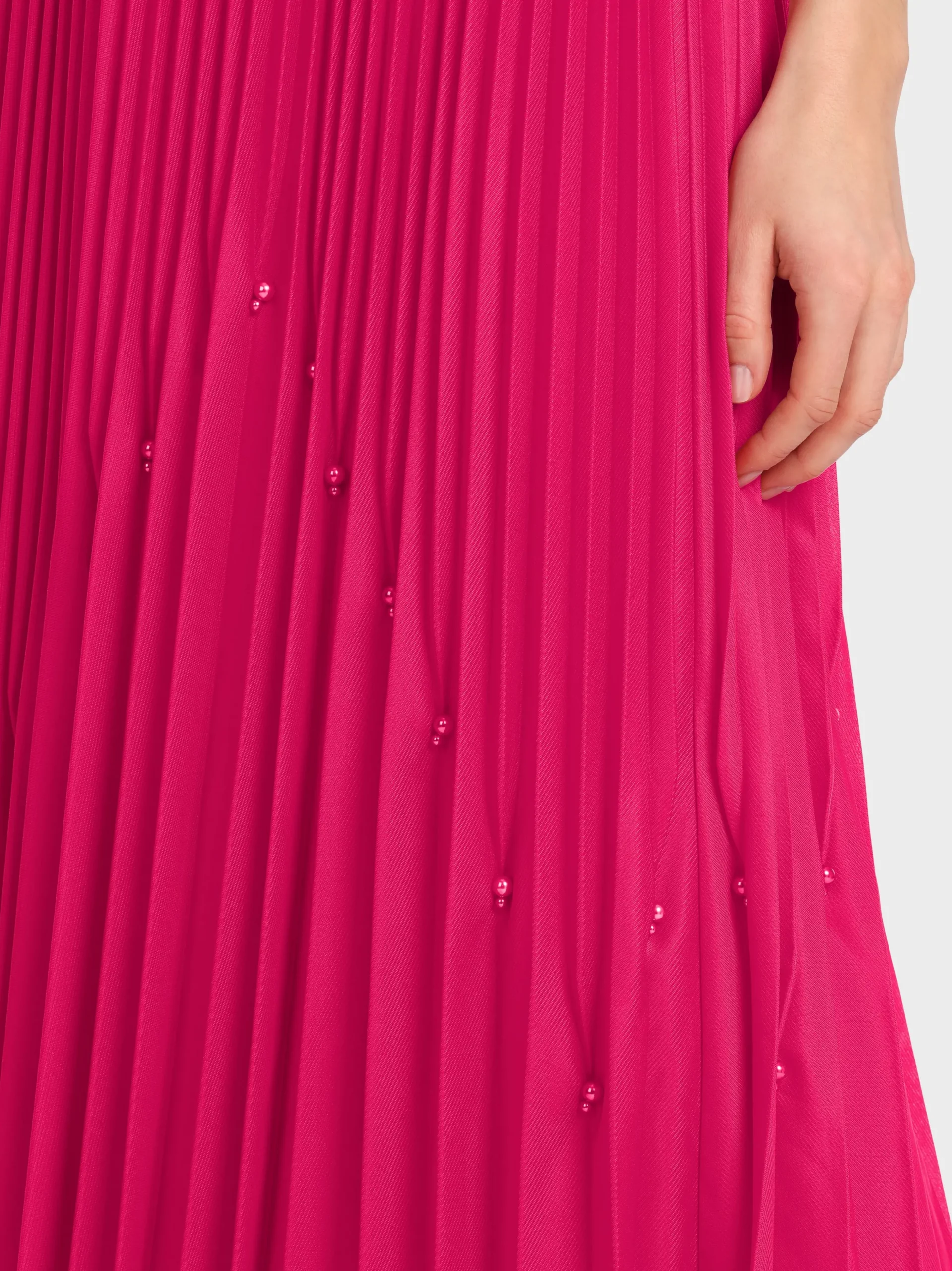 Marc Cain Röcke-PLISSEEROCK MIT PERLEN deep fuchsia
