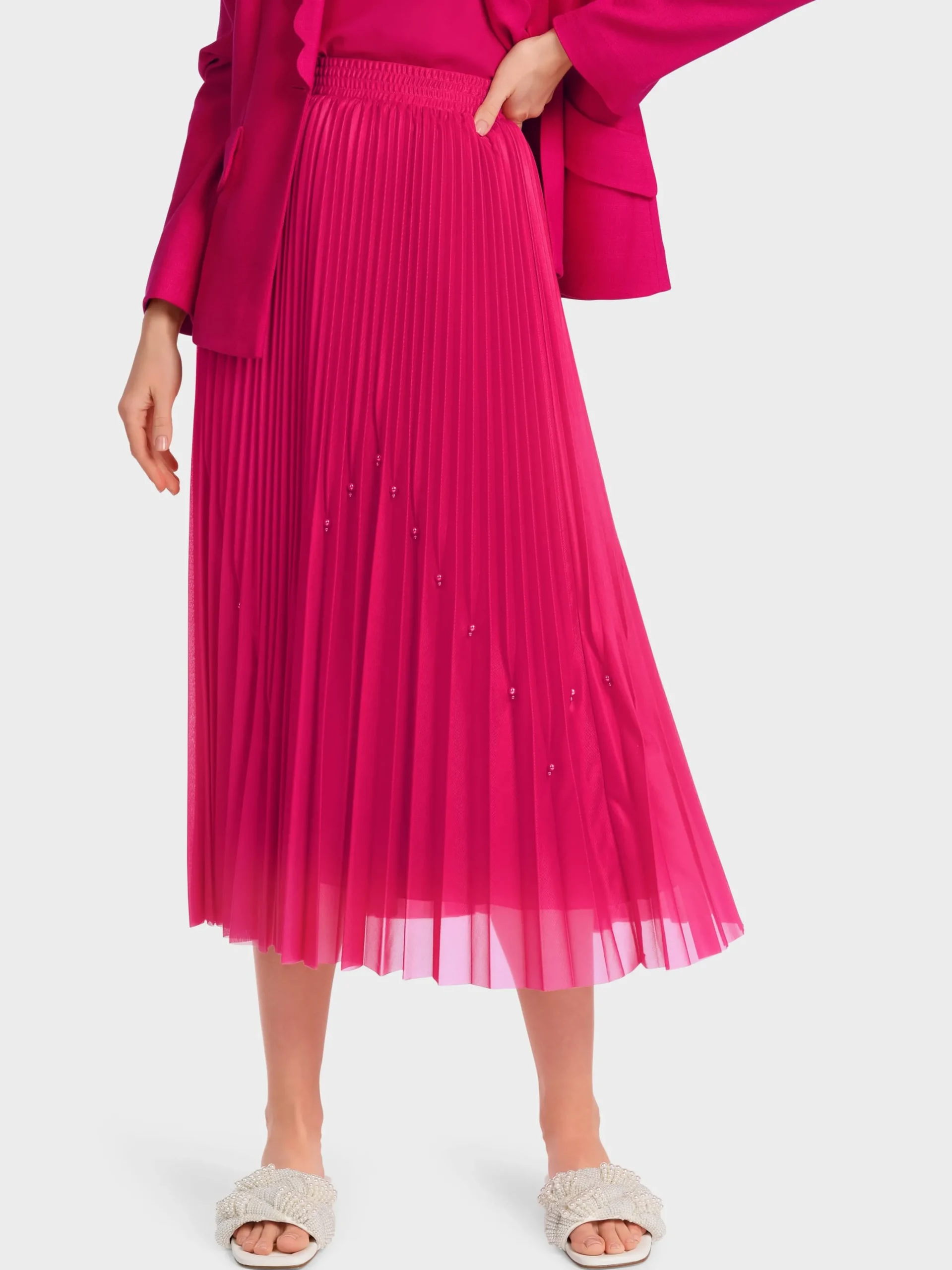 Marc Cain Röcke-PLISSEEROCK MIT PERLEN deep fuchsia