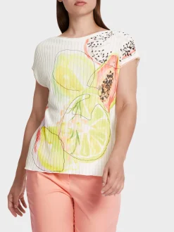 Marc Cain Pullover & Sweatshirts|Strick-PLISSIERTER PULLI KNITTED IN GERMANY pale lemon