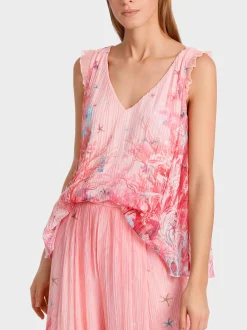 Marc Cain Shirts & Tops-PLISSIERTES TOP MIT UNTERWASSERPRINT soft seashell