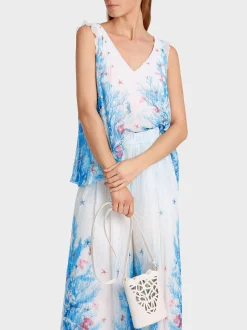 Marc Cain Shirts & Tops-PLISSIERTES TOP MIT UNTERWASSERPRINT light azure