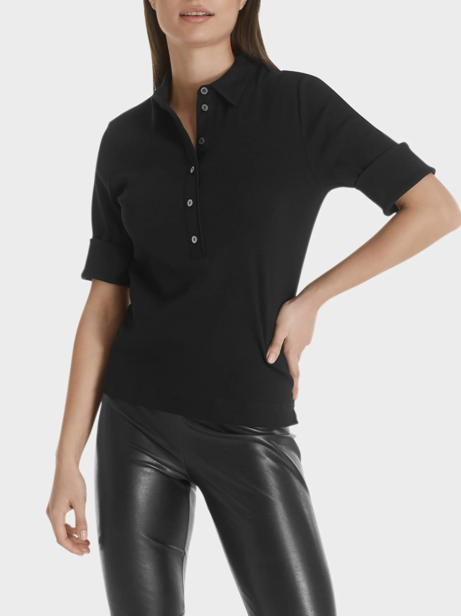 Marc Cain Shirts & Tops-POLOSHIRT AUS BAUMWOLLE black