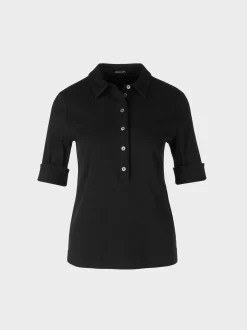 Marc Cain Shirts & Tops-POLOSHIRT AUS BAUMWOLLE black