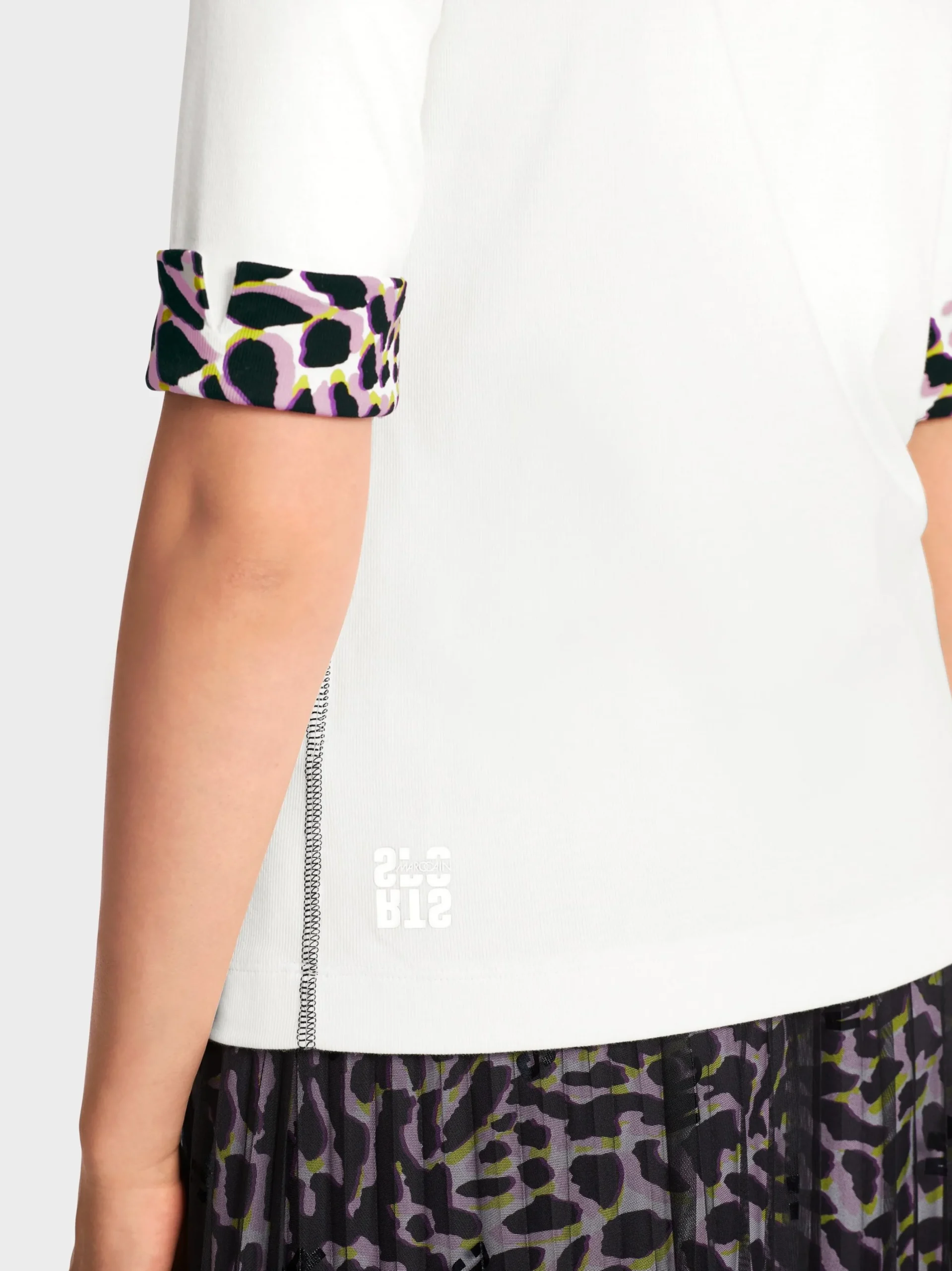 Marc Cain Shirts & Tops-POLOSHIRT IM MATERIALMIX off-white