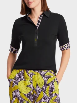 Marc Cain Shirts & Tops-POLOSHIRT IM MATERIALMIX black
