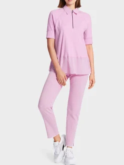 Marc Cain Shirts & Tops-POLOSHIRT IN A-LINIE bright pink lavender