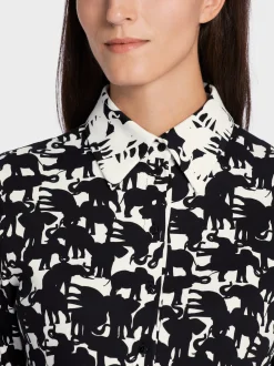 Marc Cain Shirts & Tops-POLO-SHIRT MIT ELEFANTEN-DRUCK black and white