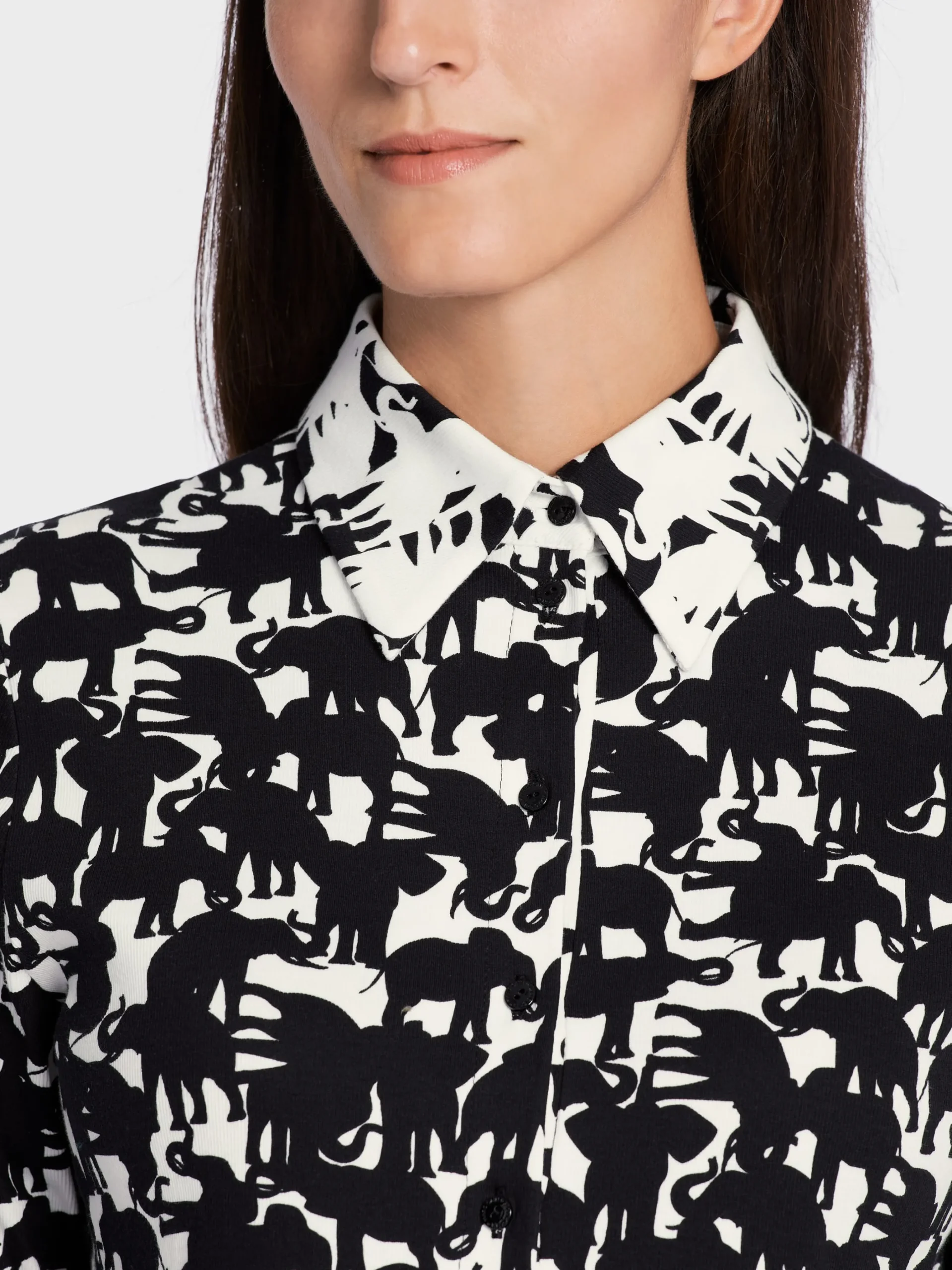 Marc Cain Shirts & Tops-POLO-SHIRT MIT ELEFANTEN-DRUCK black and white