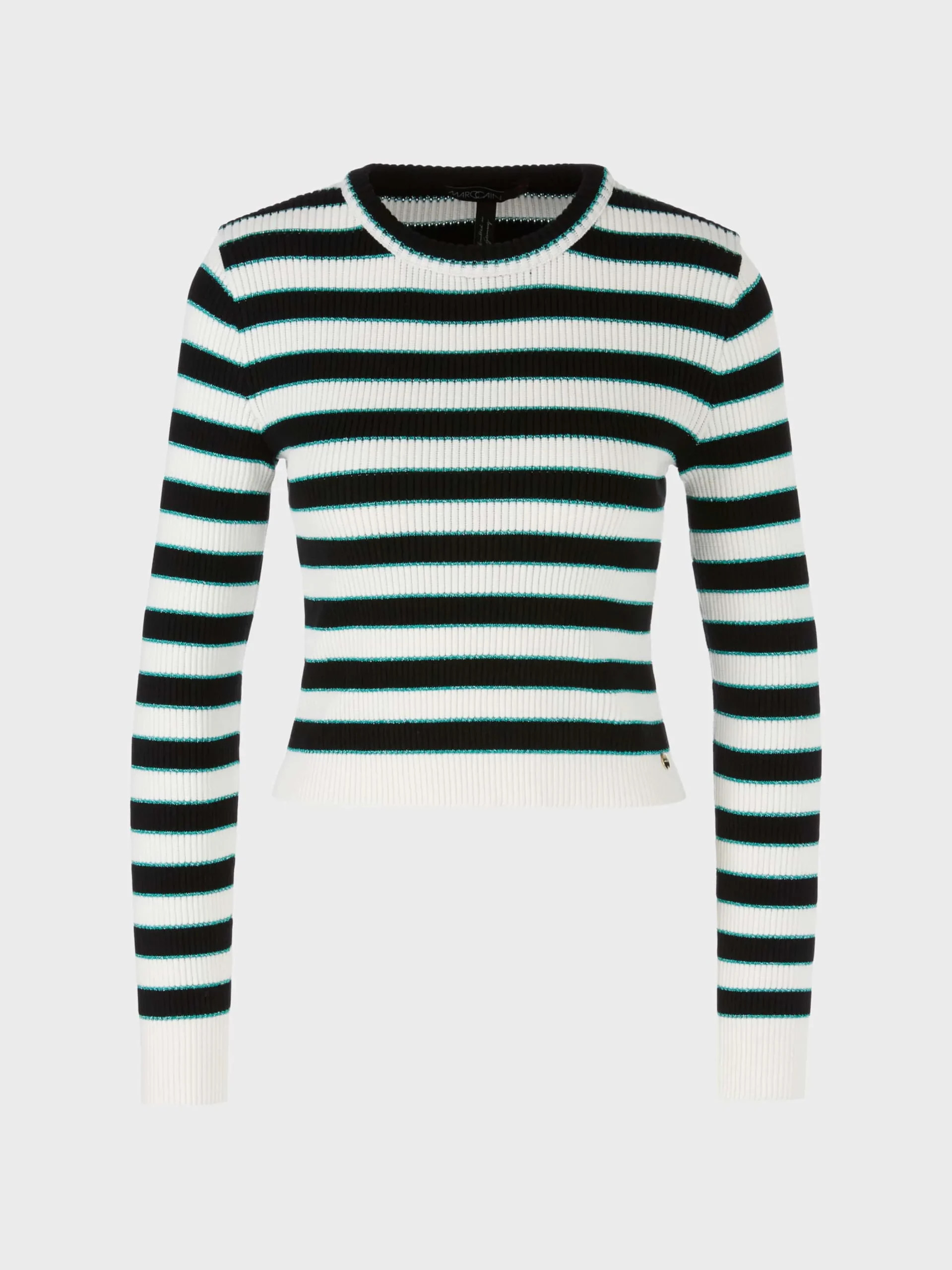Marc Cain Pullover & Sweatshirts|Strick-PULLOVER IN DEUTSCHLAND GESTRICKT white and black