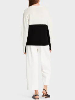 Marc Cain Pullover & Sweatshirts|Strick-PULLOVER MIT ELEFANTEN-MOTIV white and black