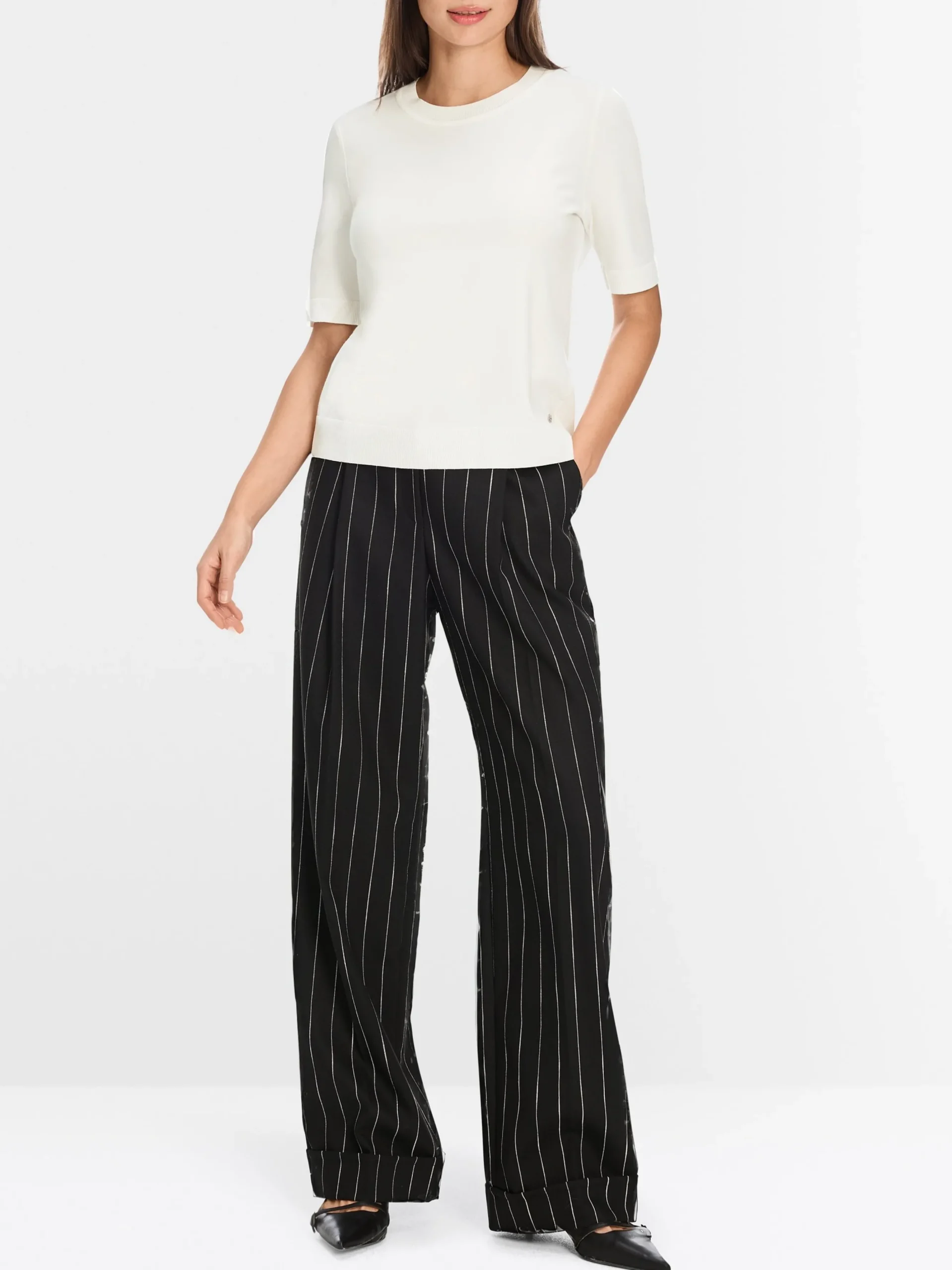 Marc Cain Strick-PULLOVER "RETHINK TOGETHER" off-white