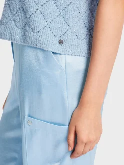 Marc Cain Pullover & Sweatshirts|Strick-RAUTEN-PULLUNDER KNITTED IN GERMANY soft summer sky
