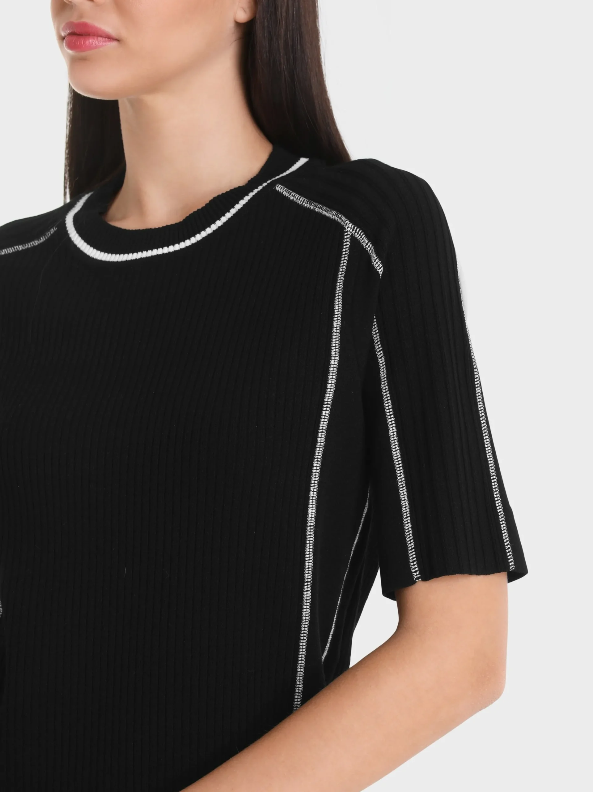 Marc Cain Kleider|Strick-„RETHINK TOGETHER" KLEID AUS VISKOSEMIX black