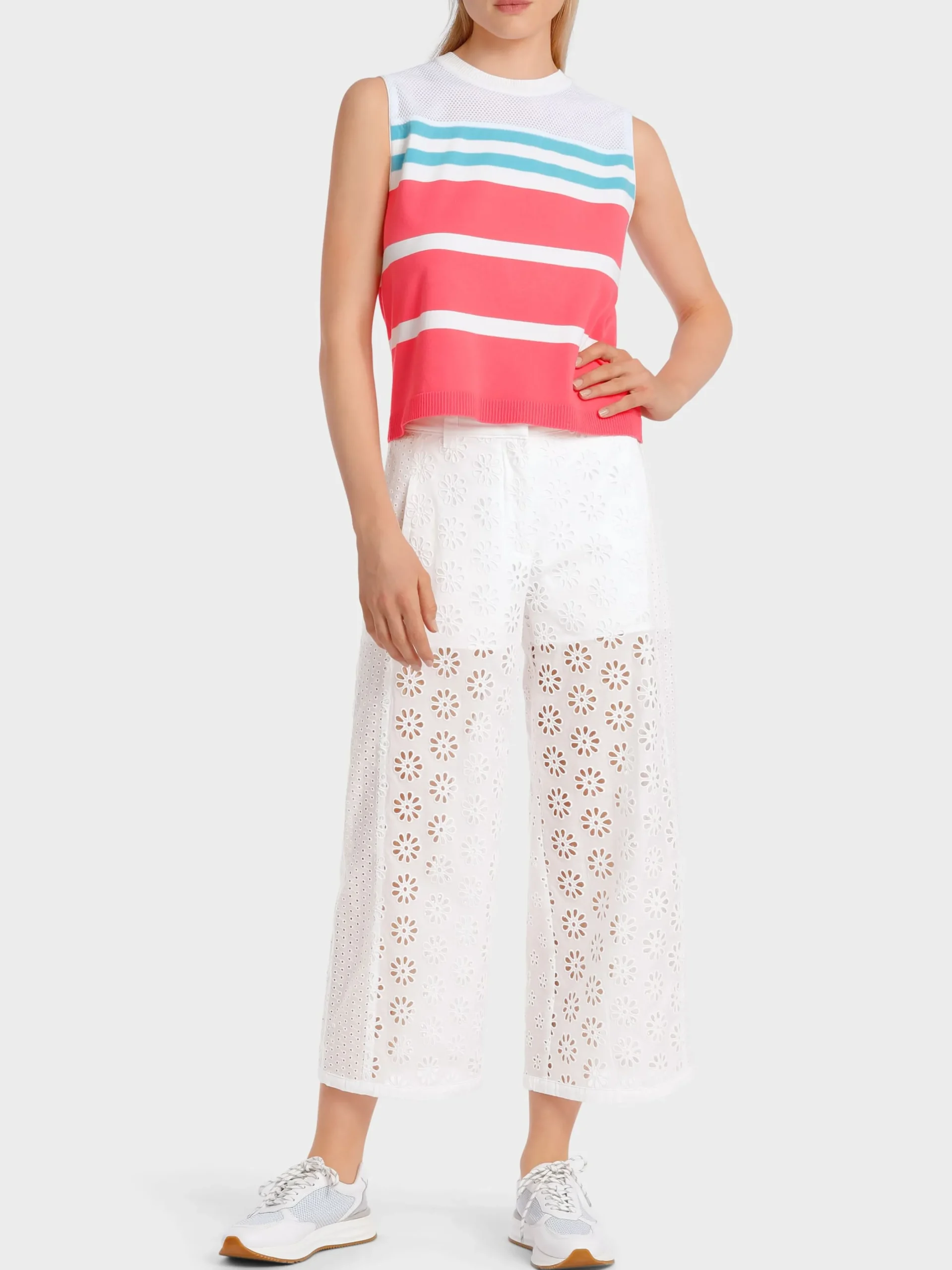 Marc Cain Shirts & Tops|Strick-"RETHINK TOGETHER"-TOP MIT MESHINSERT light neon red
