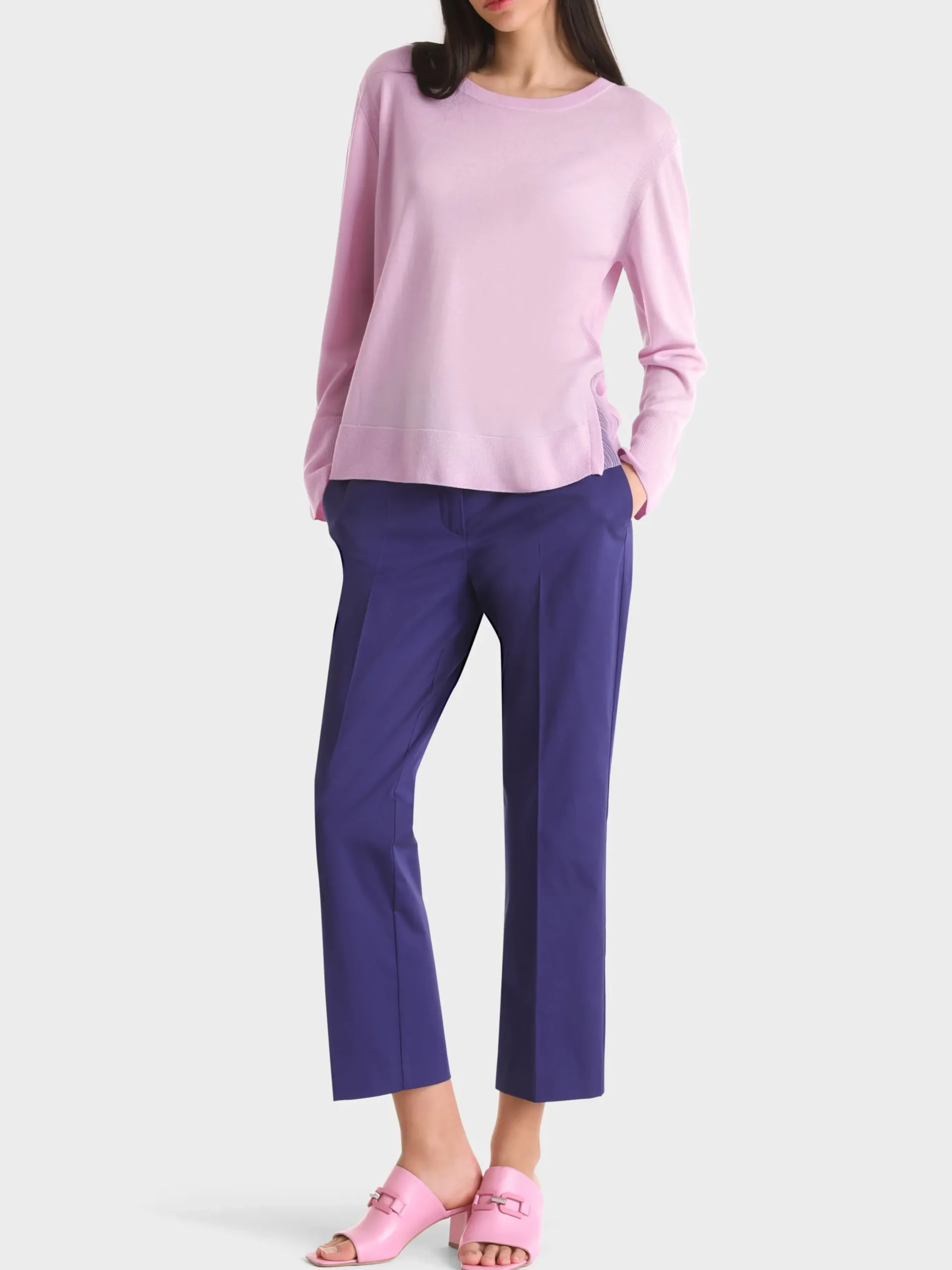 Marc Cain Pullover & Sweatshirts|Strick-RIPPSTRICK-PULLOVER "RETHINK TOGETHER" pink lavender