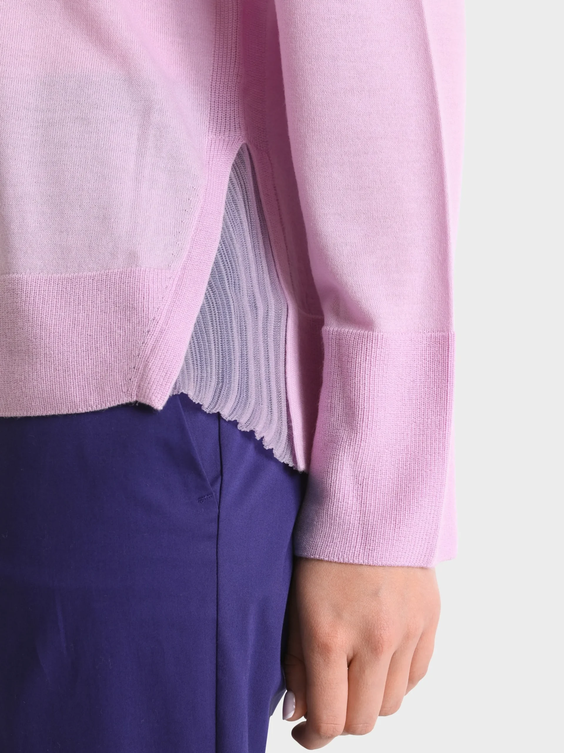 Marc Cain Pullover & Sweatshirts|Strick-RIPPSTRICK-PULLOVER "RETHINK TOGETHER" pink lavender