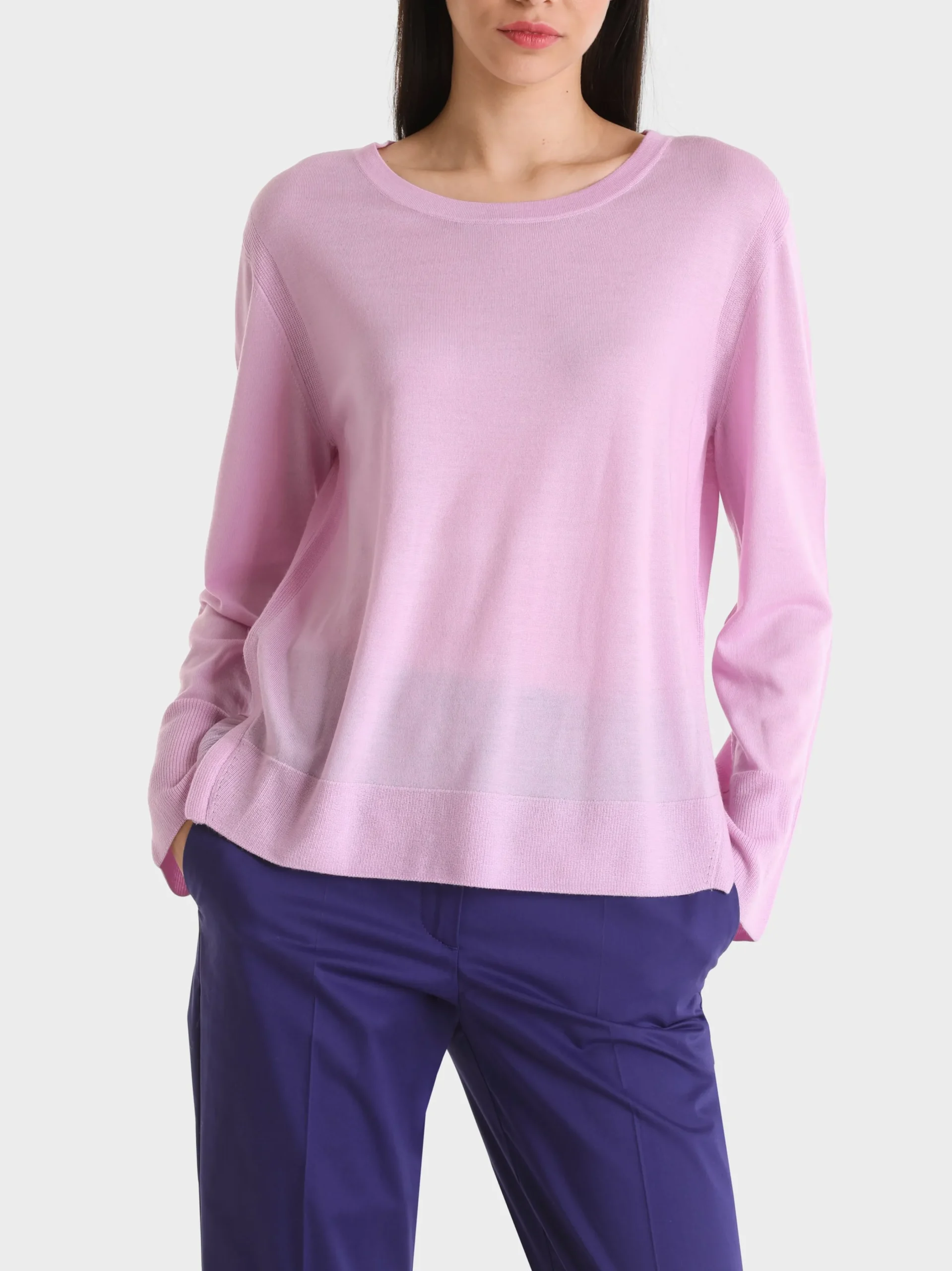 Marc Cain Pullover & Sweatshirts|Strick-RIPPSTRICK-PULLOVER "RETHINK TOGETHER" pink lavender