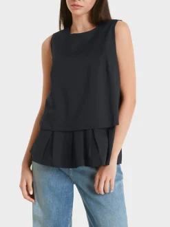 Marc Cain Shirts & Tops-ÄRMELLOSES TOP MIT GEFÄLTELTEM SCHÖßCHEN midnight blue