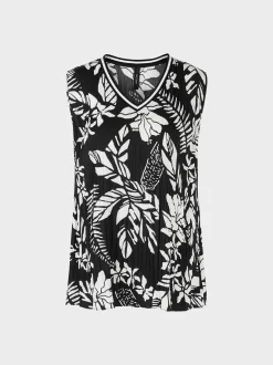 Marc Cain Shirts & Tops-ÄRMELLOSES TOP MIT PLISSEE black and white