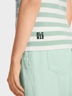 Marc Cain Shirts & Tops-ÄRMELLOSES TOP MIT STREIFEN & OVERPRINT soft sage