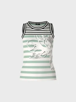 Marc Cain Shirts & Tops-ÄRMELLOSES TOP MIT STREIFEN & OVERPRINT soft sage