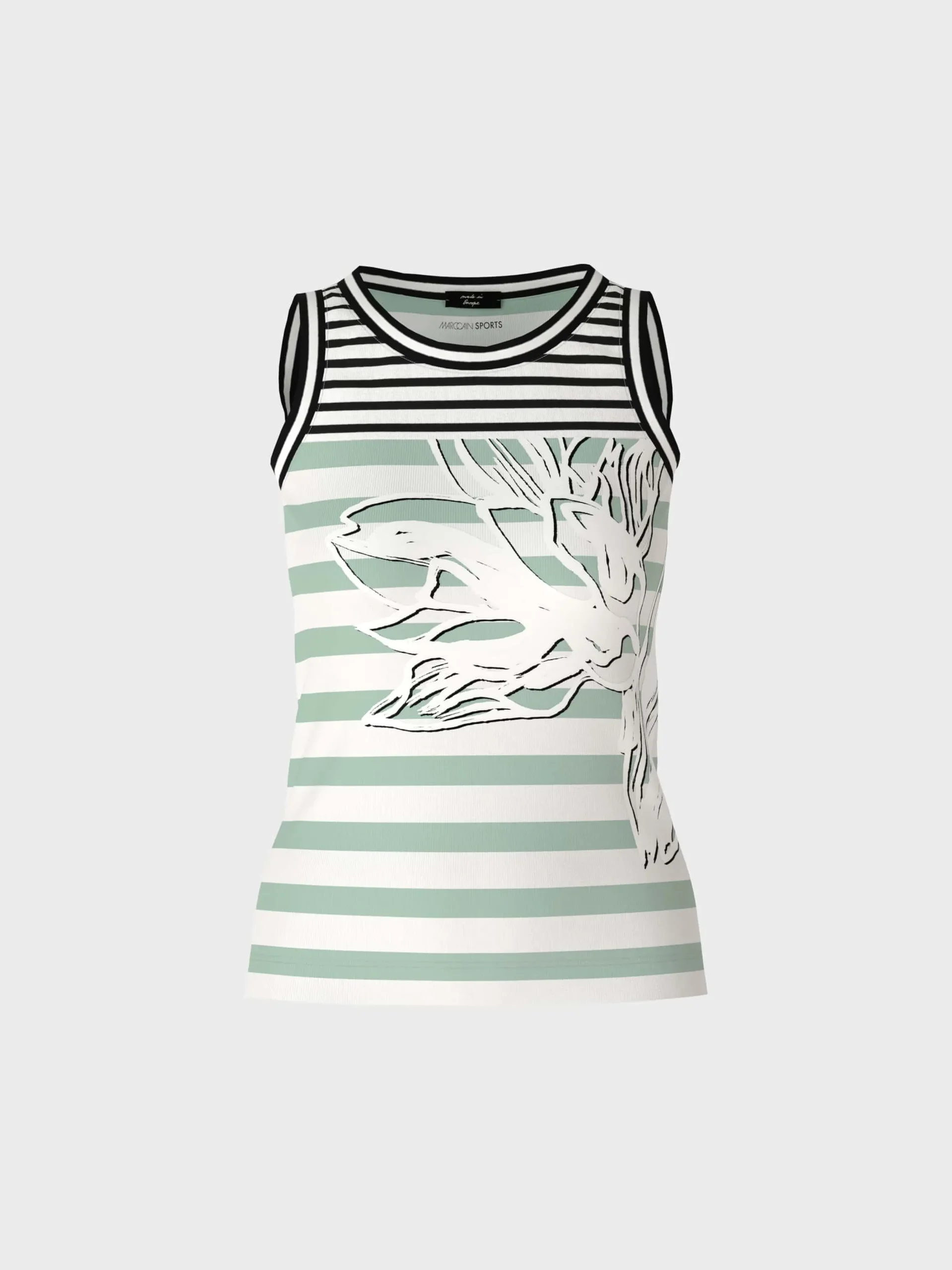 Marc Cain Shirts & Tops-ÄRMELLOSES TOP MIT STREIFEN & OVERPRINT soft sage