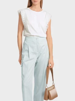 Marc Cain Shirts & Tops-ÄRMELLOSES T-SHIRT IM MATERIALMIX white