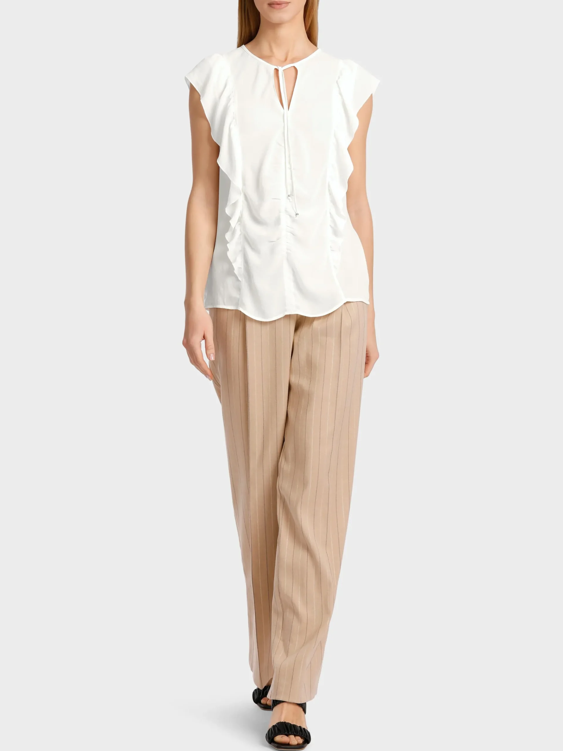 Marc Cain Shirts & Tops-RÜSCHENTOP AUS RECYCELTEM POLYESTER off-white